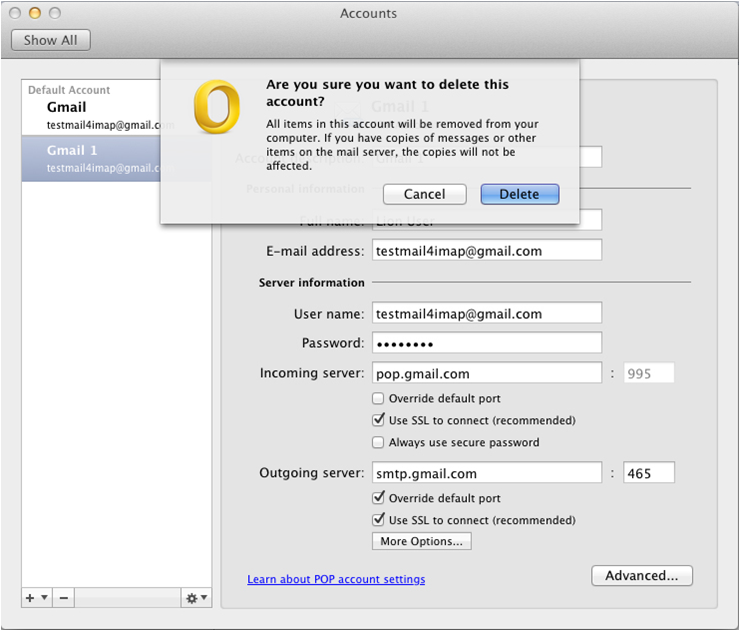 setup a gmail account on ms outlook for mac